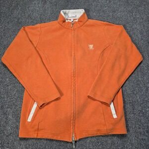 Peter Millar Orange Fleece Zip Up Jacket Women Size S Golf Embroidered‎ Soft